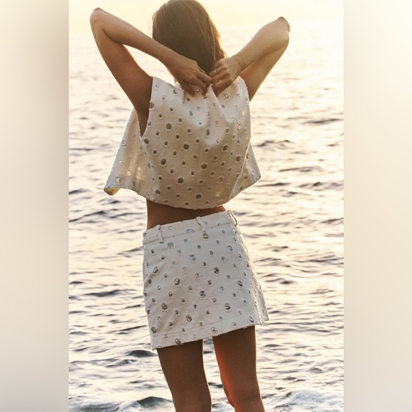 ZARA BLOGGER FAVORITE SEQUIN SKORT - Picture 7 of 13